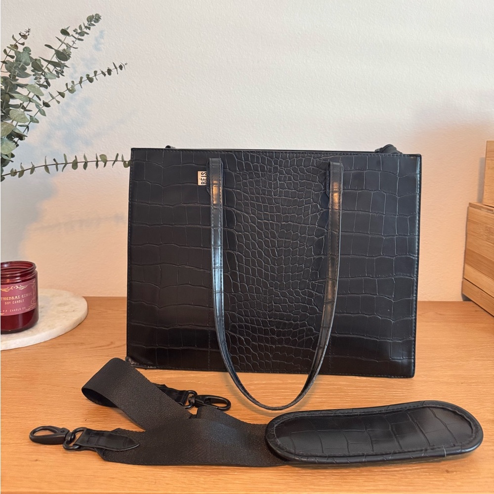 Beis | The Large Work Tote | Black Croc - Picture 8 of 17